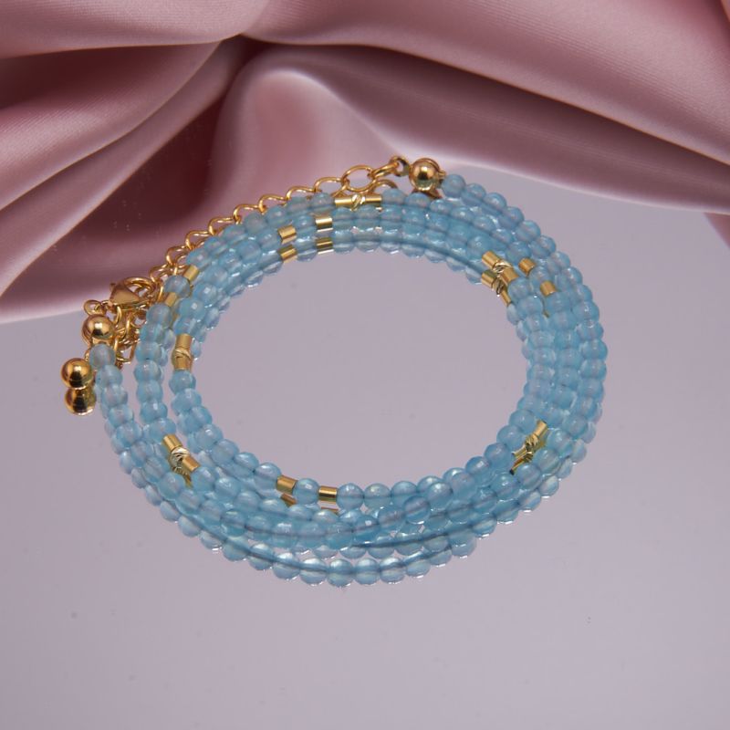 Preview: Chalcedon Kette Sea Blue facettiert